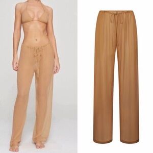 SKIMS Crinkle Silk Cover Ups Pants - Ochre